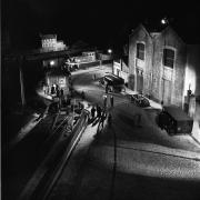 Tournage de "Les Portes de la nuit", 1946 de Marcel Carné dans un décor d'Alexandre Trauner