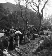 Réfugiés espagnols, Le Perthus près de Perpignan probablement en 1939 après la chute de Barcelone